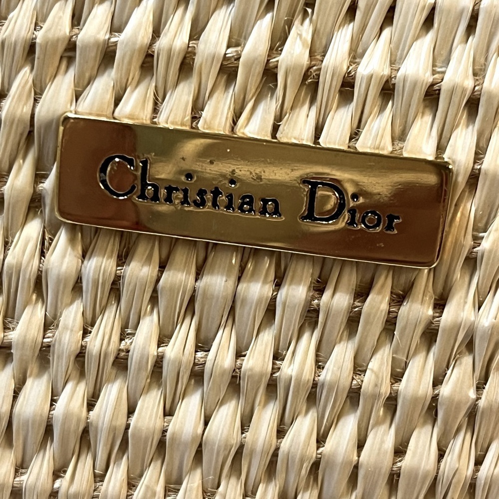 Vintage Christian DIOR Perfume Straw Weave Canvas Trim Dune Zip Tabs - Picture 5 of 14
